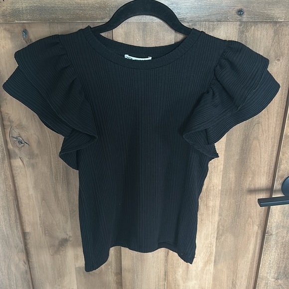 Zara Black Ruffle Sleeve Top - Picture 5 of 11